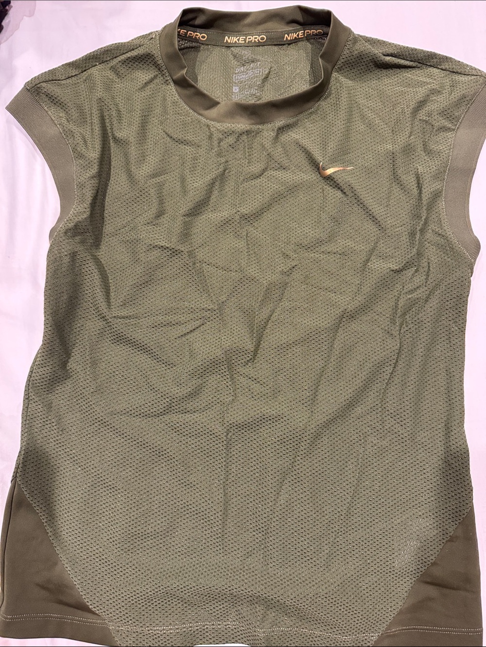 Nike Olive Green Mesh Sleeveless Training Tank